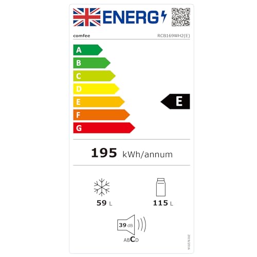 Freestanding Fridge Freezer 174 Litre RCB169WH2(E) Low Frost Fridge with Reversible Door Hinge - Energy Saving LED lights & Adjustable thermostat – Low Noise- White