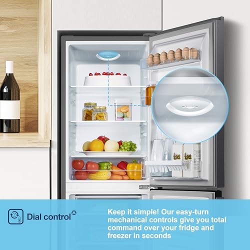 MC50165EB 50cm Freestanding 60/40 Fridge Freezer - 175-litre capacity with Crisper box - Reversible Door - LED Lighting- 4 Star Freezer Rating - Black - E Rated