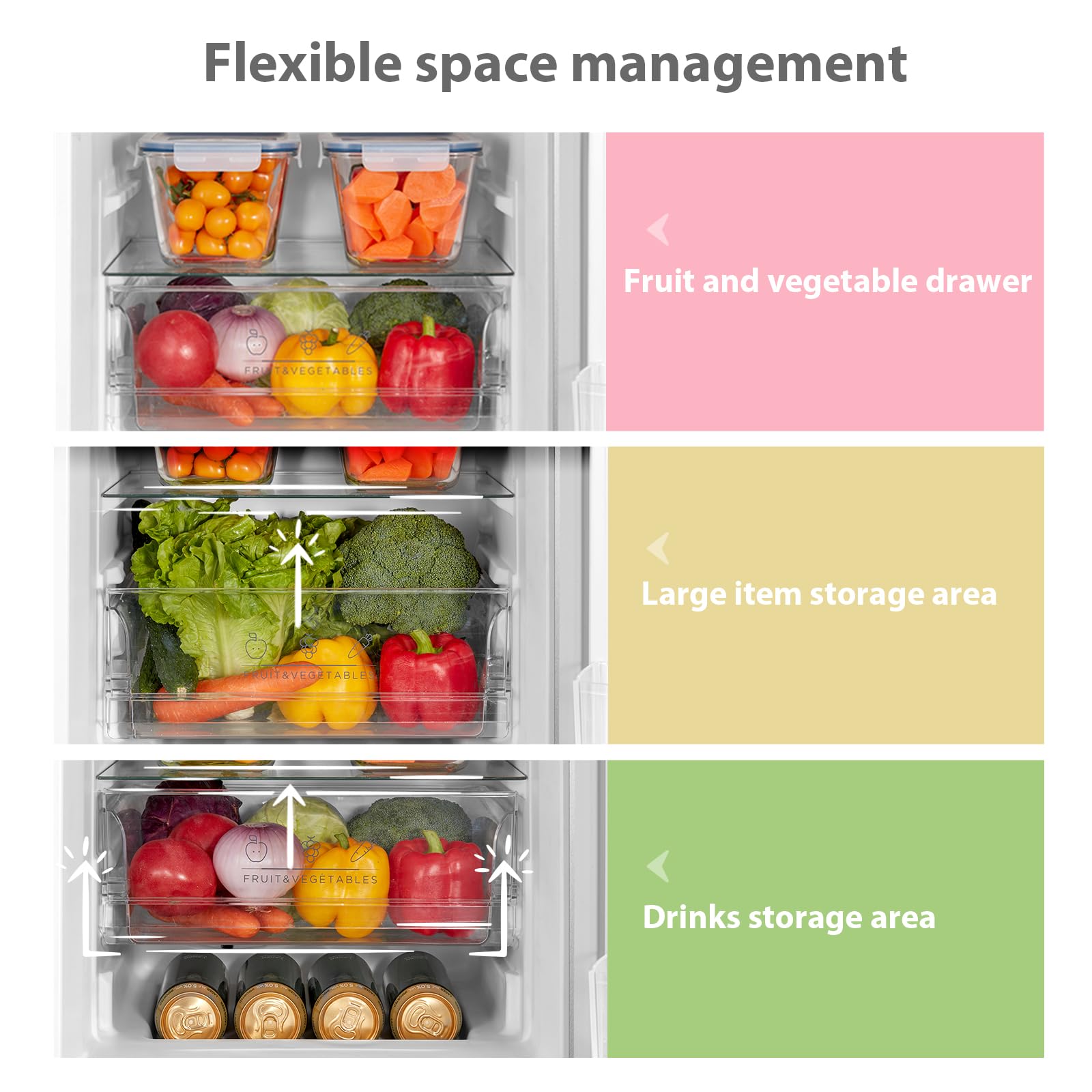 Freestanding Fridge Freezer 174 Litre RCB169WH2(E) Low Frost Fridge with Reversible Door Hinge - Energy Saving LED lights & Adjustable thermostat – Low Noise- White