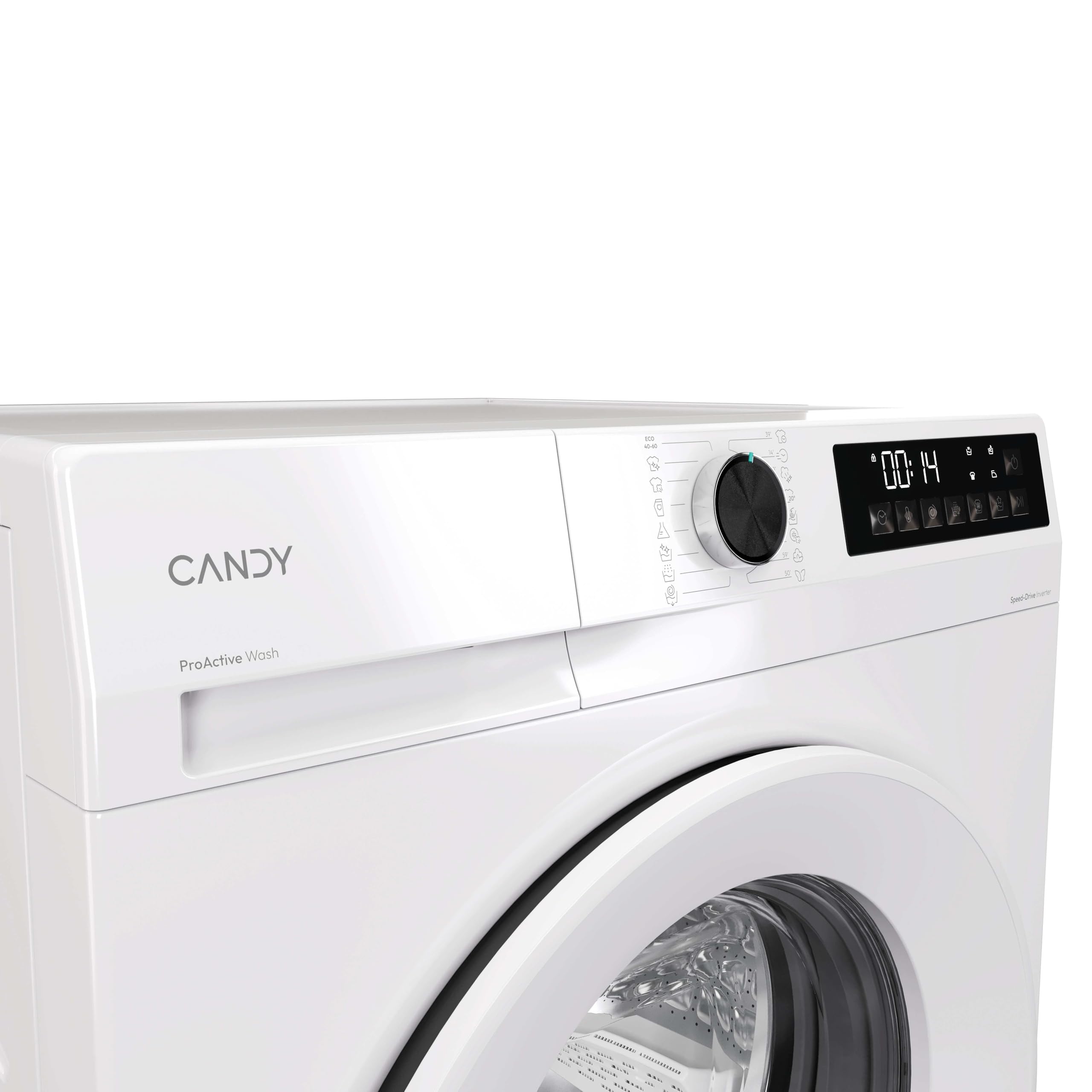 CANDY Quick Pro Washing Machine, 8kg Wash 1400 RPM, A-20 Energy Class, 16 Programmes, Pro Active Wash, BuiltTo Last, White-White, 50x60x85 cm - GD 48S6-80