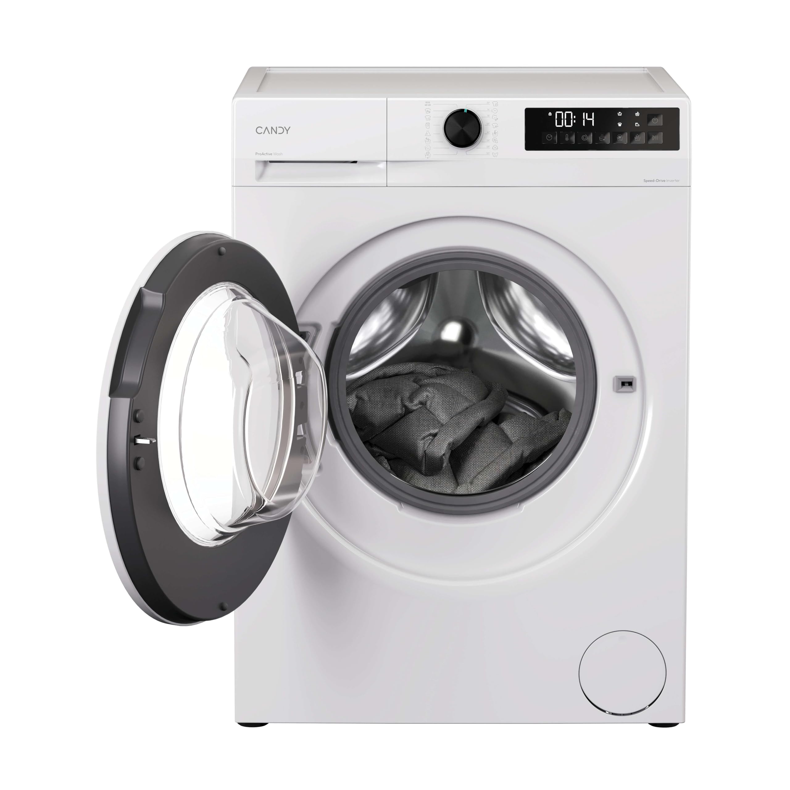 CANDY Quick Pro Washing Machine, 8kg Wash 1400 RPM, A-20 Energy Class, 16 Programmes, Pro Active Wash, BuiltTo Last, White-White, 50x60x85 cm - GD 48S6-80
