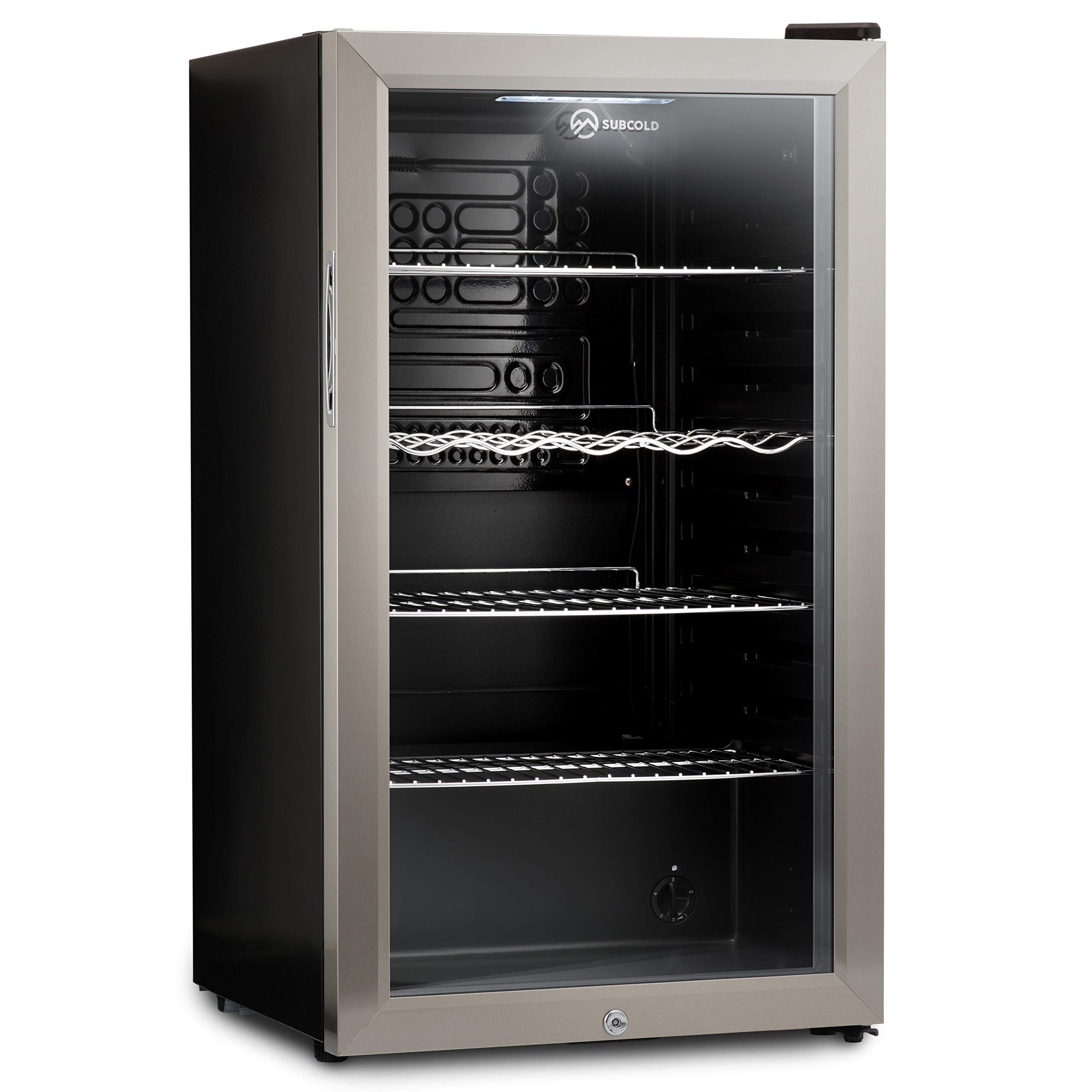 Subcold Super85 LED - Under-Counter Fridge | 85L Beer, Wine & Drinks Fridge | LED Light + Lock and Key | Energy Efficient (Stainless Steel, 85L)