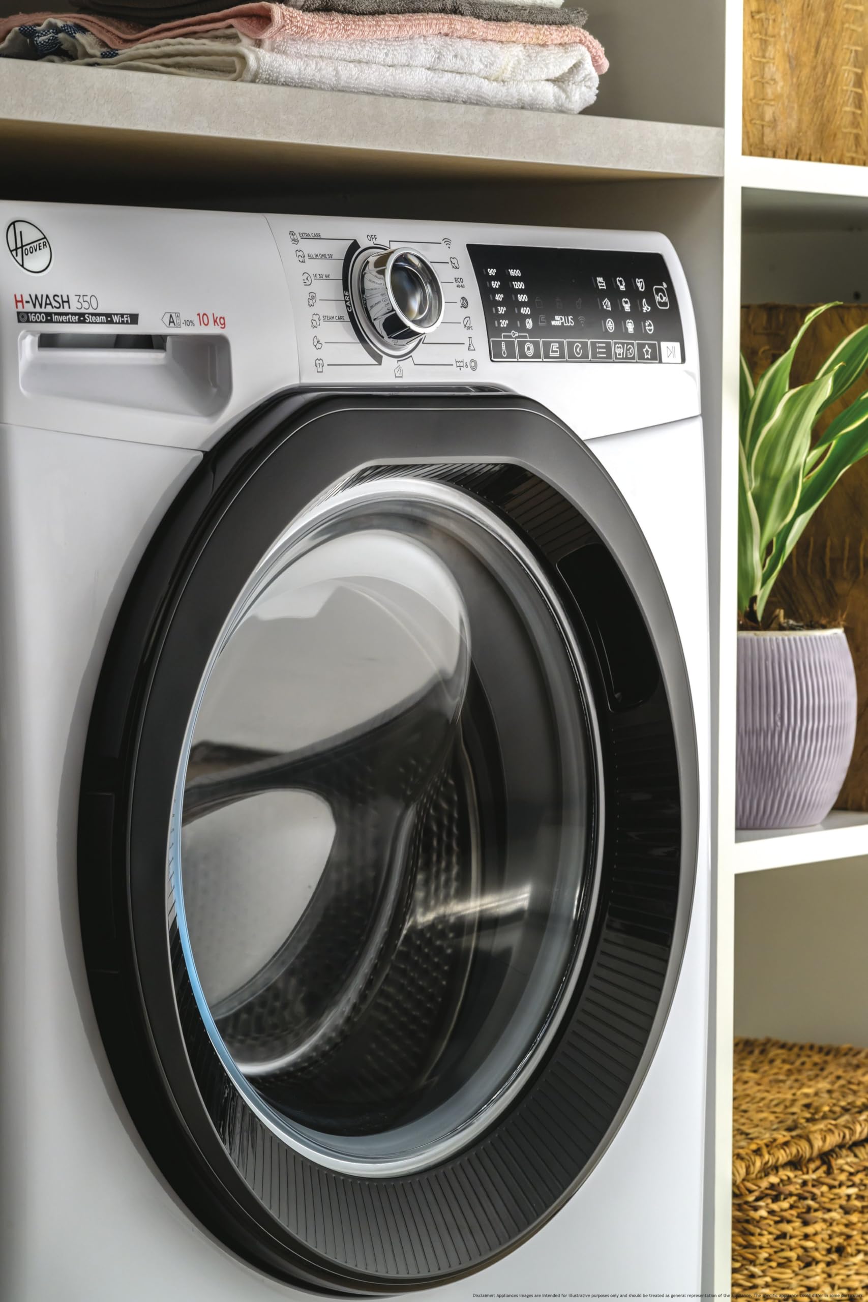 Hoover H-WASH 350 9kg Freestanding Washing Machine, 1400 RPM, A Rated, ECO-Power Inverter Motor, hOn App, 60 Programmes, Eco Doser, Power Care System, White, 60x53x85 cm - H3WPS496TAMB6-80