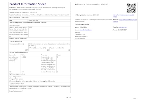 MAXI250LED Upright Drinks Fridge with Stainless Steel Glass Door | 237L Can Cooler | Lockable Fridge Ideal for Home Bars, Kitchens, and Entertaining Spaces (Stainless Steel)