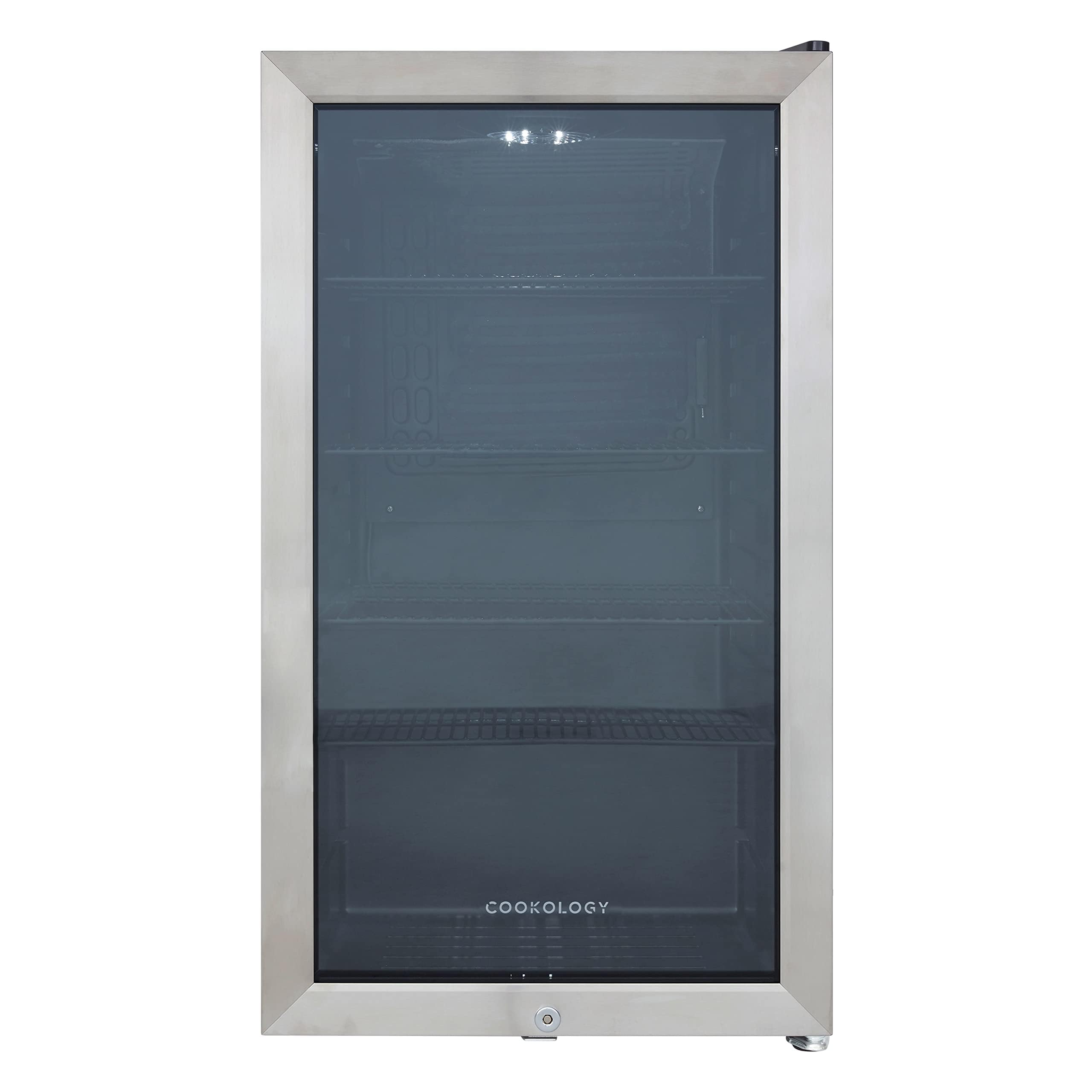 CBC98SS Under-Counter Fridge, 98 Litre Beer, Wine and Drinks Fridge with Adjustable Temperature Control, LED Light and Energy Efficient - in Stainless Steel