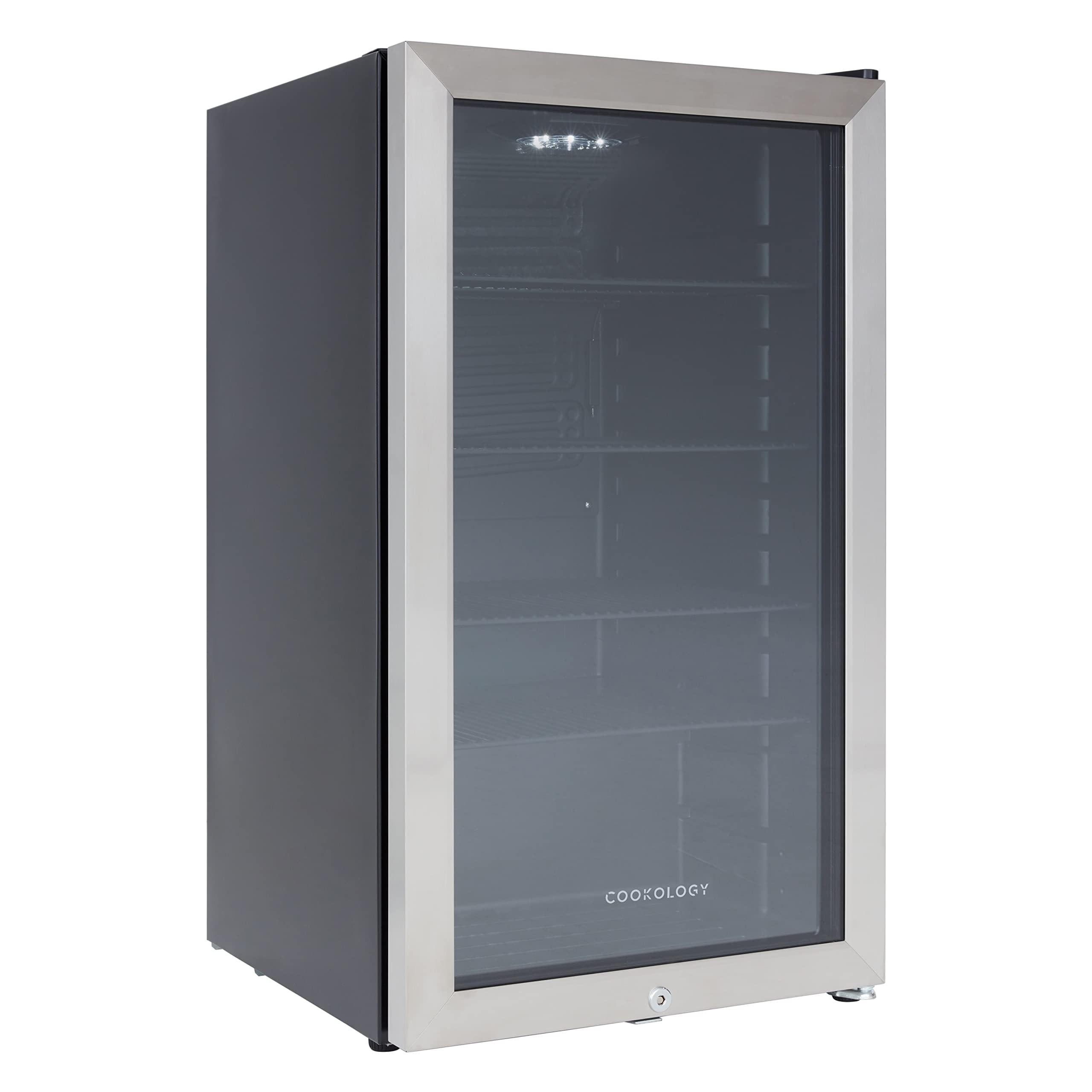 CBC98SS Under-Counter Fridge, 98 Litre Beer, Wine and Drinks Fridge with Adjustable Temperature Control, LED Light and Energy Efficient - in Stainless Steel