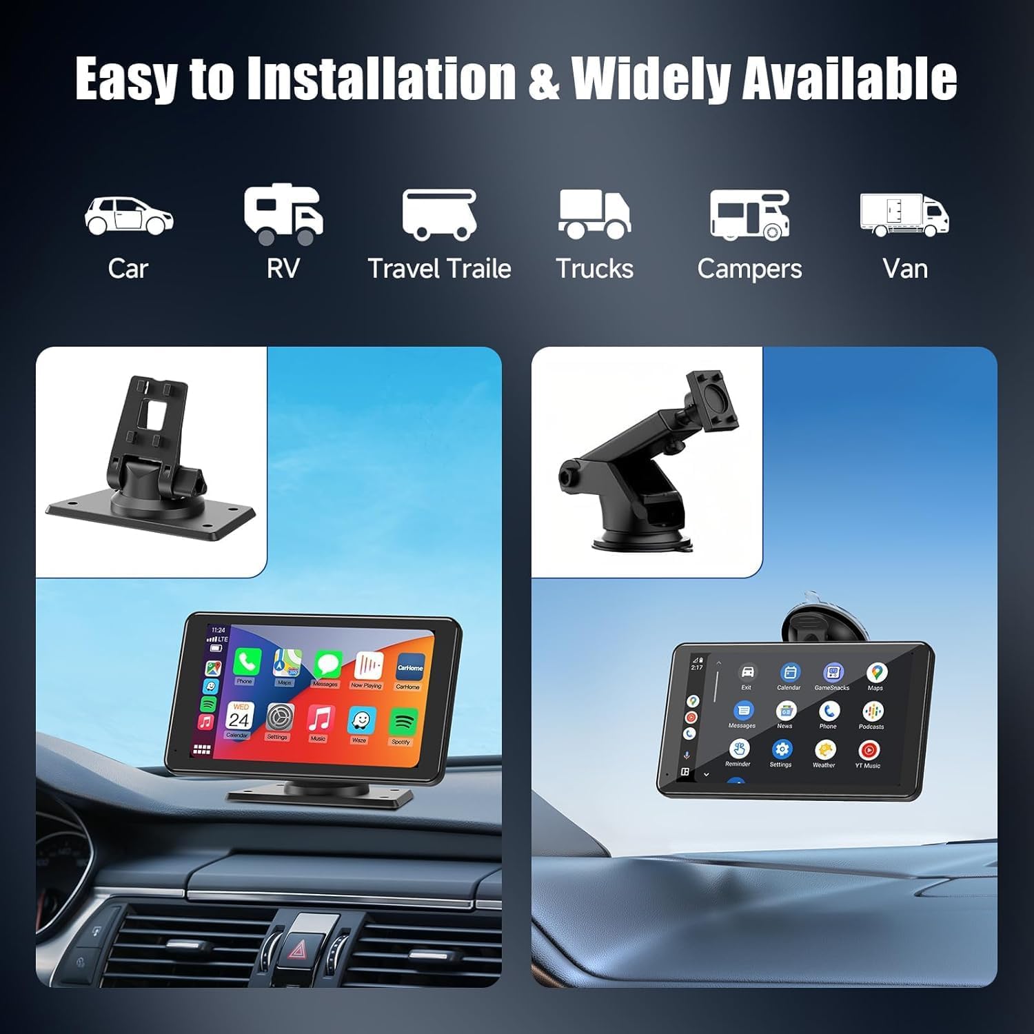 Quelthorix Portable Wireless Carplay Car Stereo