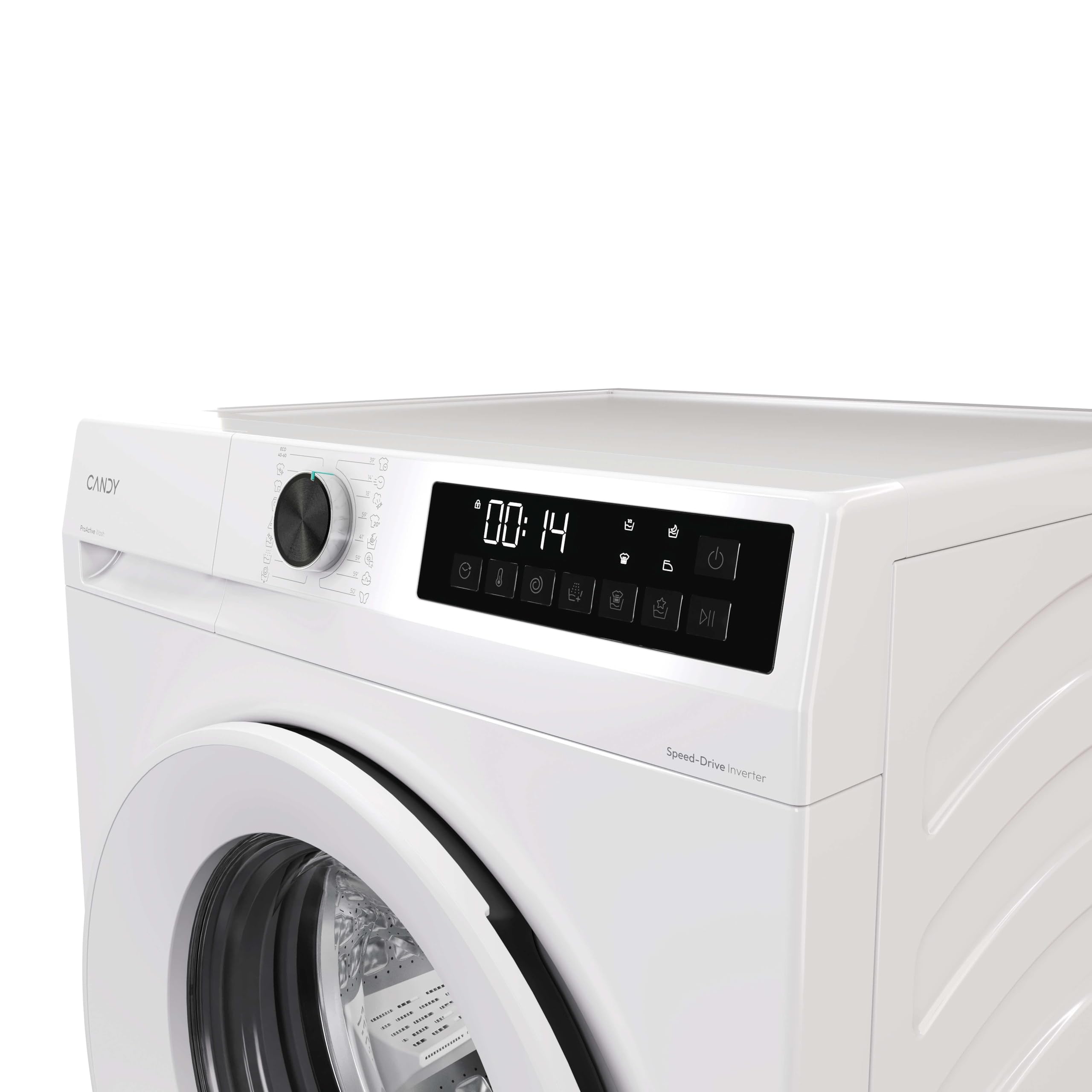 CANDY Quick Pro Washing Machine, 8kg Wash 1400 RPM, A-20 Energy Class, 16 Programmes, Pro Active Wash, BuiltTo Last, White-White, 50x60x85 cm - GD 48S6-80