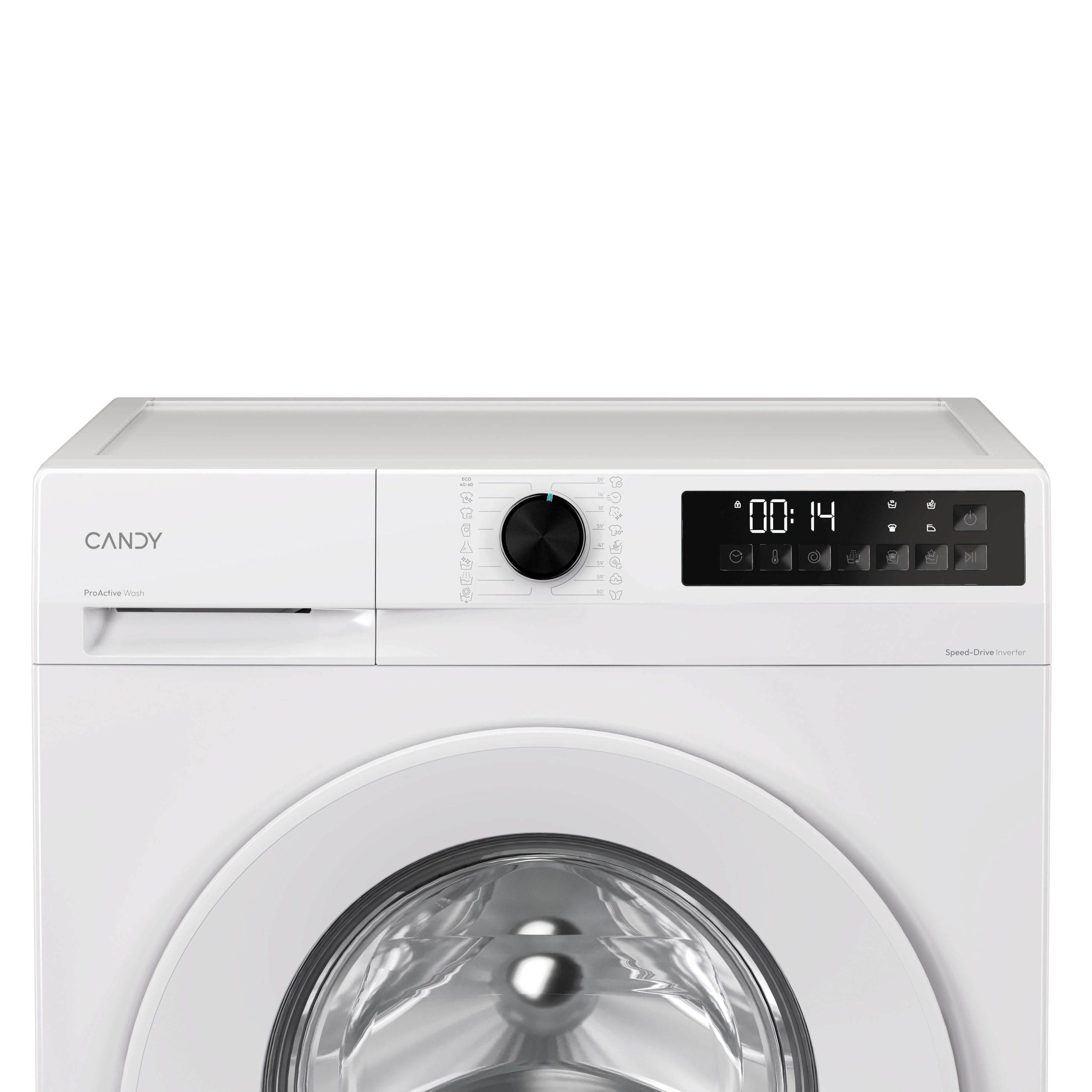 CANDY Quick Pro Washing Machine, 8kg Wash 1400 RPM, A-20 Energy Class, 16 Programmes, Pro Active Wash, BuiltTo Last, White-White, 50x60x85 cm - GD 48S6-80