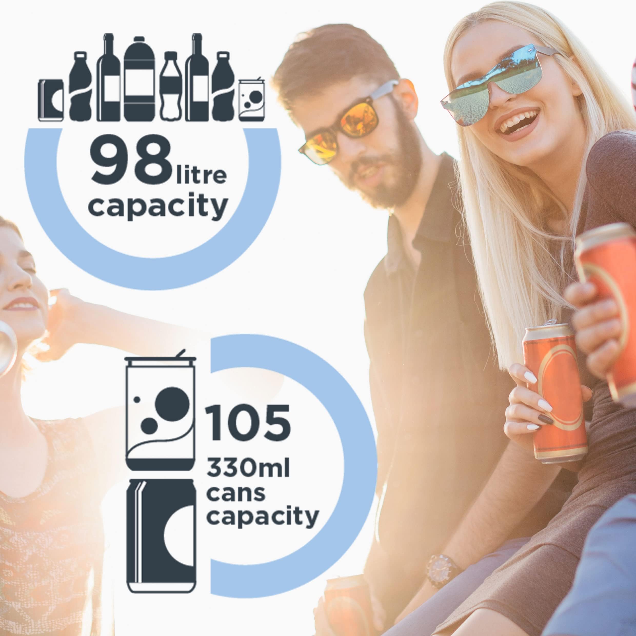 CBC98SS Under-Counter Fridge, 98 Litre Beer, Wine and Drinks Fridge with Adjustable Temperature Control, LED Light and Energy Efficient - in Stainless Steel