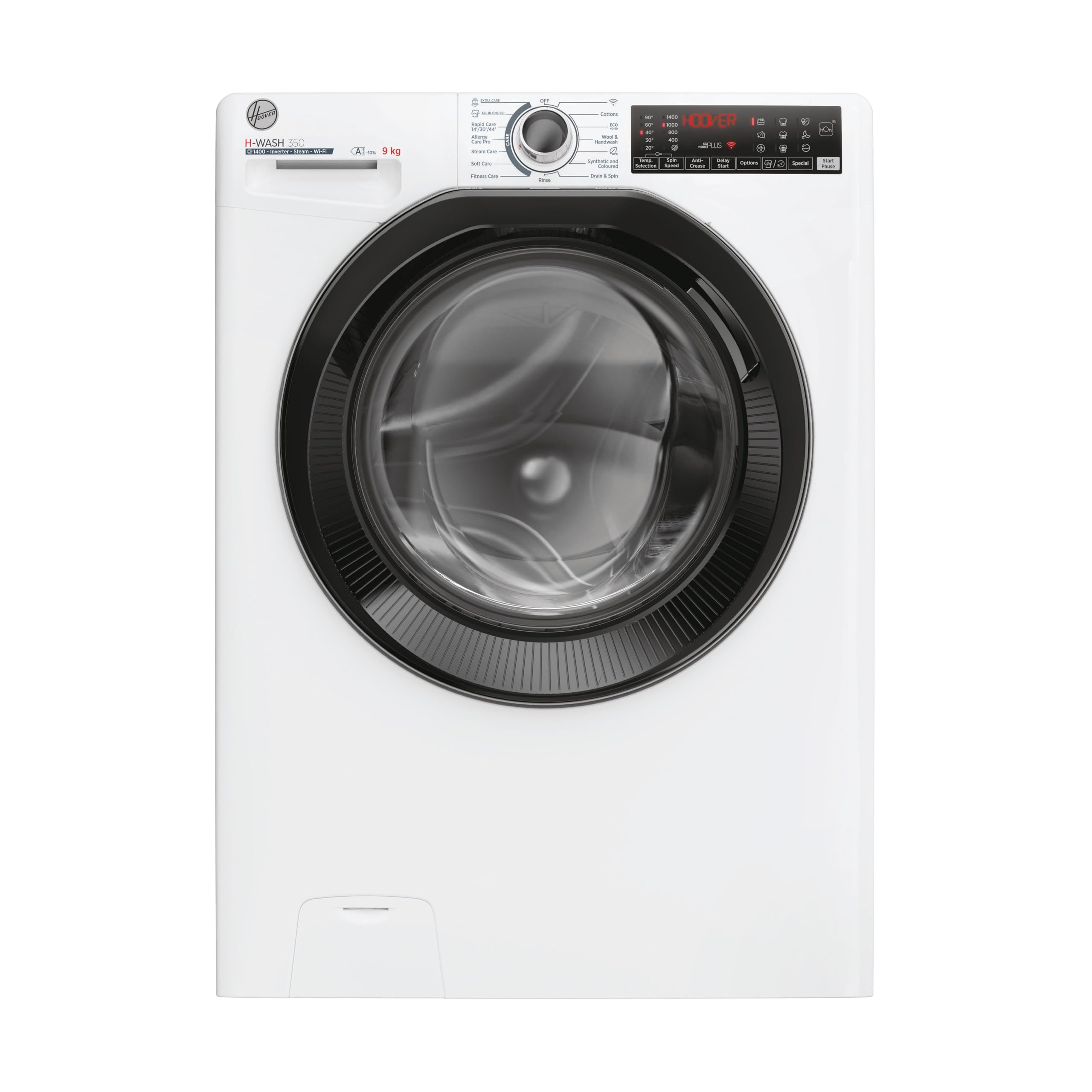 Hoover H-WASH 350 9kg Freestanding Washing Machine, 1400 RPM, A Rated, ECO-Power Inverter Motor, hOn App, 60 Programmes, Eco Doser, Power Care System, White, 60x53x85 cm - H3WPS496TAMB6-80