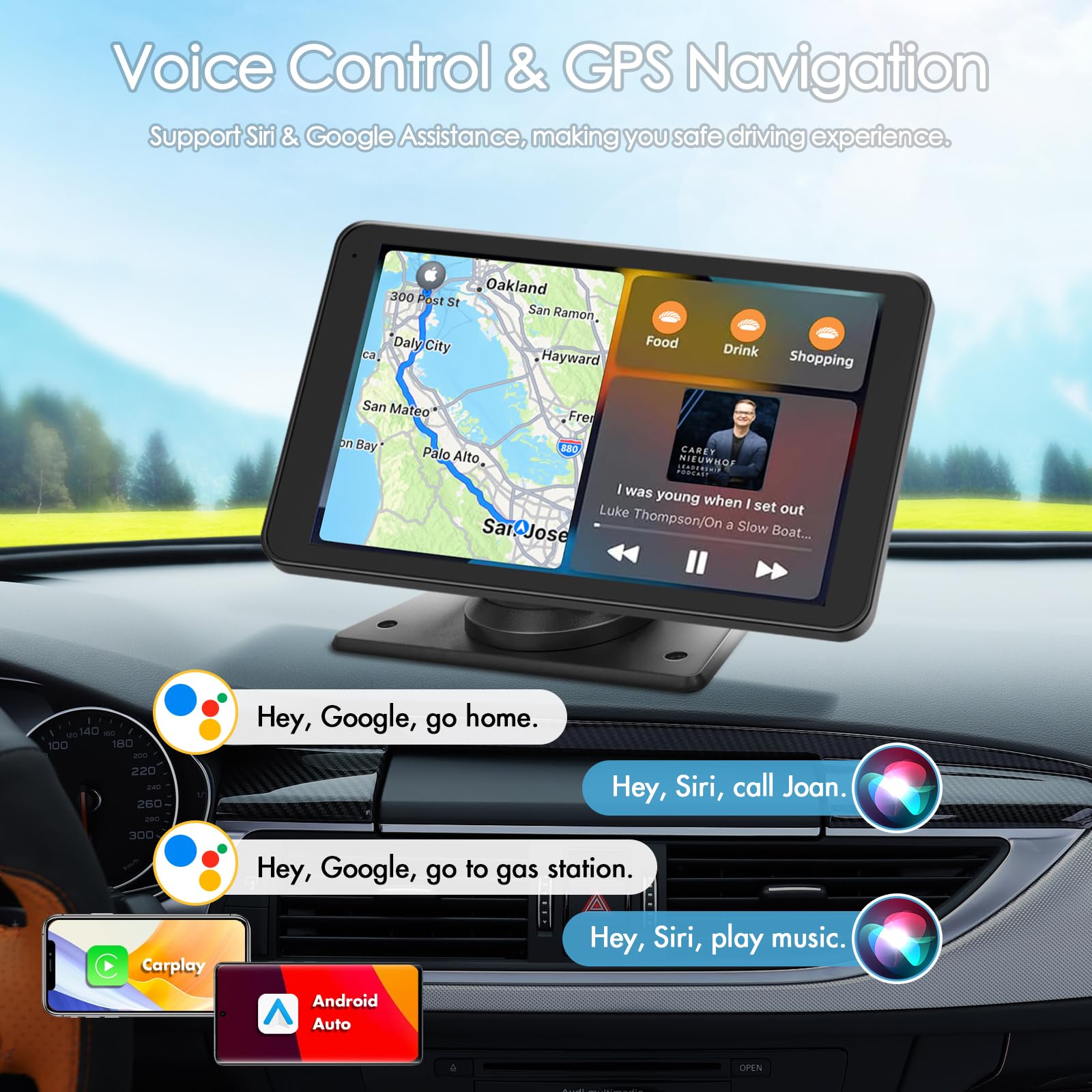 Quelthorix Portable Wireless Carplay Car Stereo