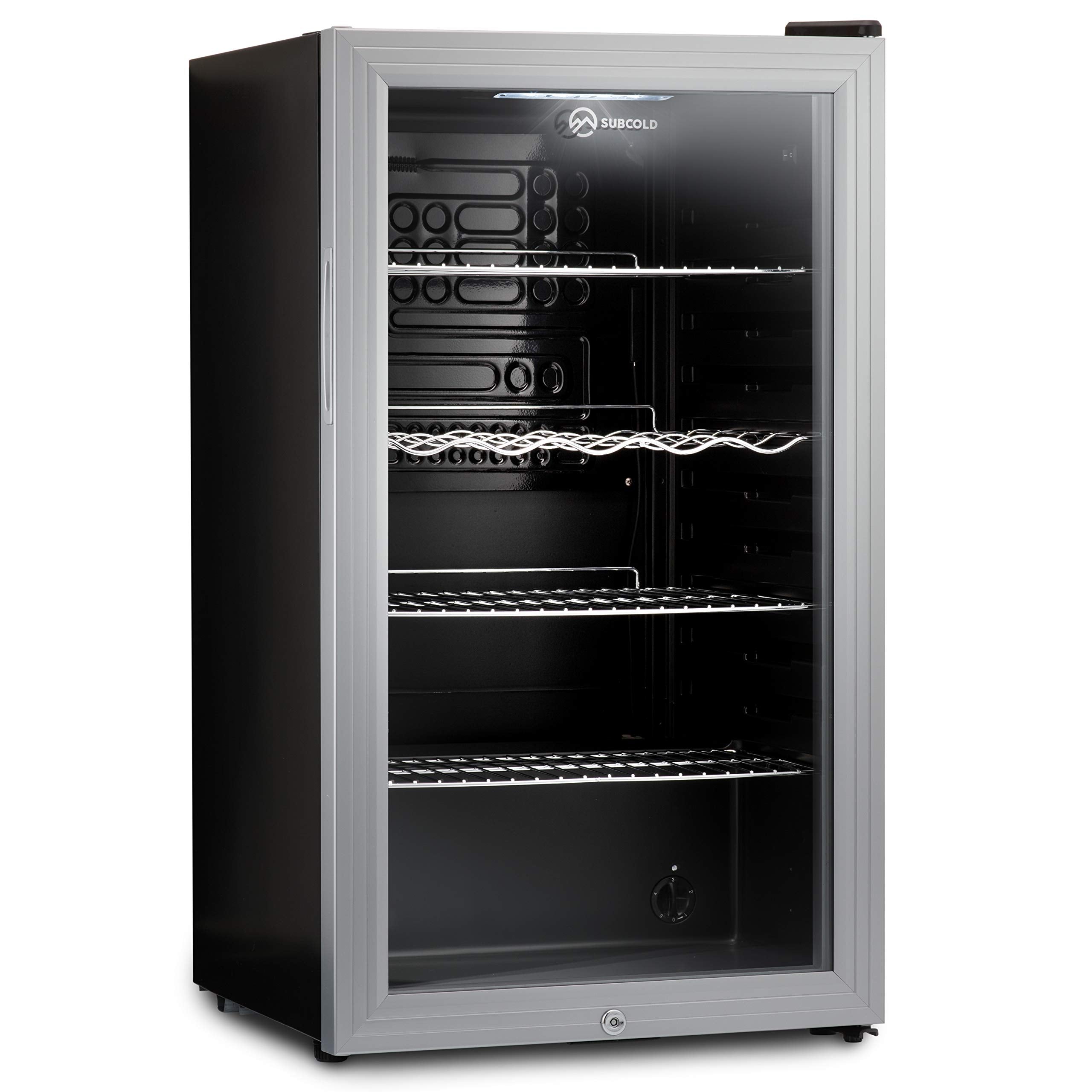 Subcold Super85 LED - Under-Counter Fridge | 85L Beer, Wine & Drinks Fridge | LED Light + Lock and Key | Energy Efficient (Stainless Steel, 85L)