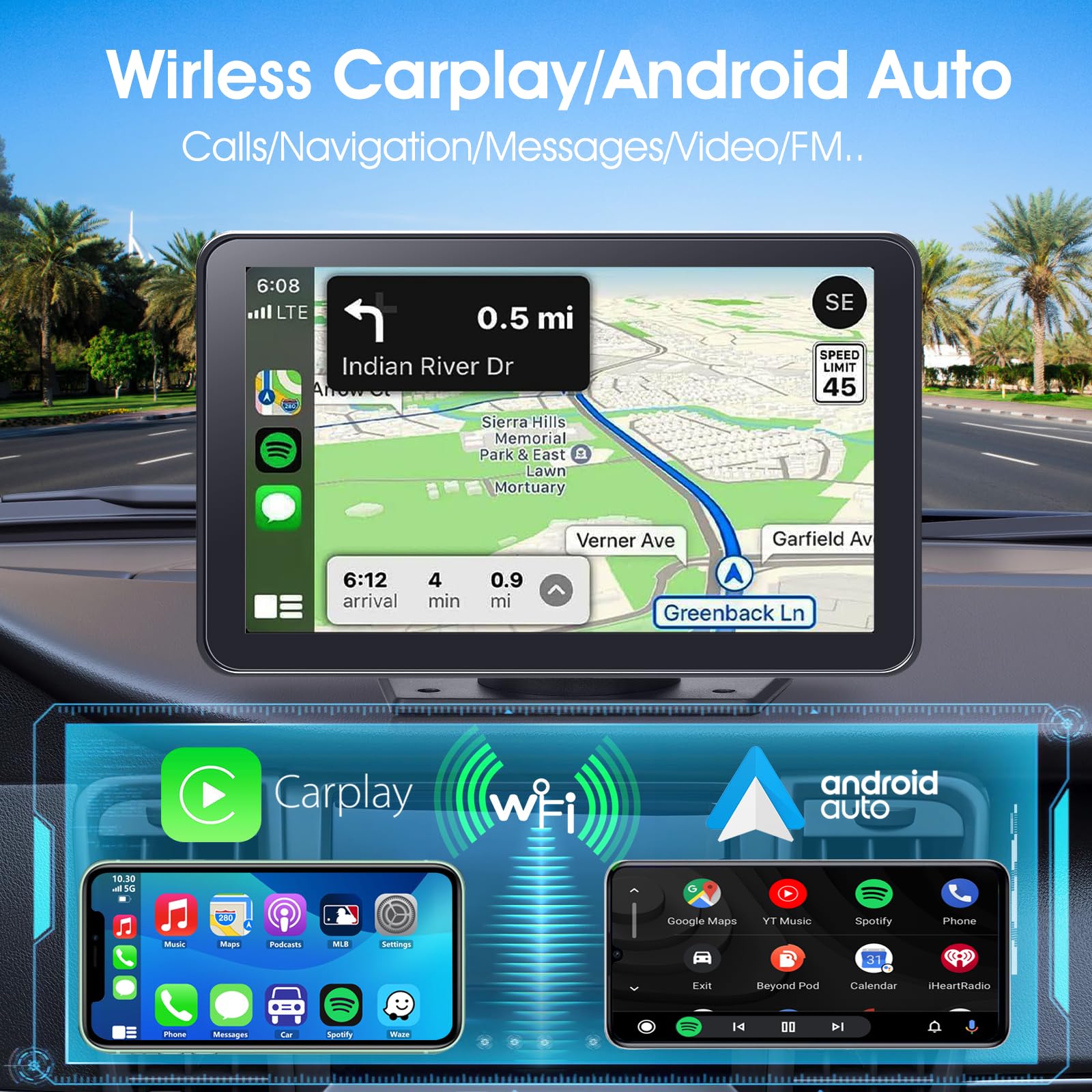 Quelthorix Portable Wireless Carplay Car Stereo