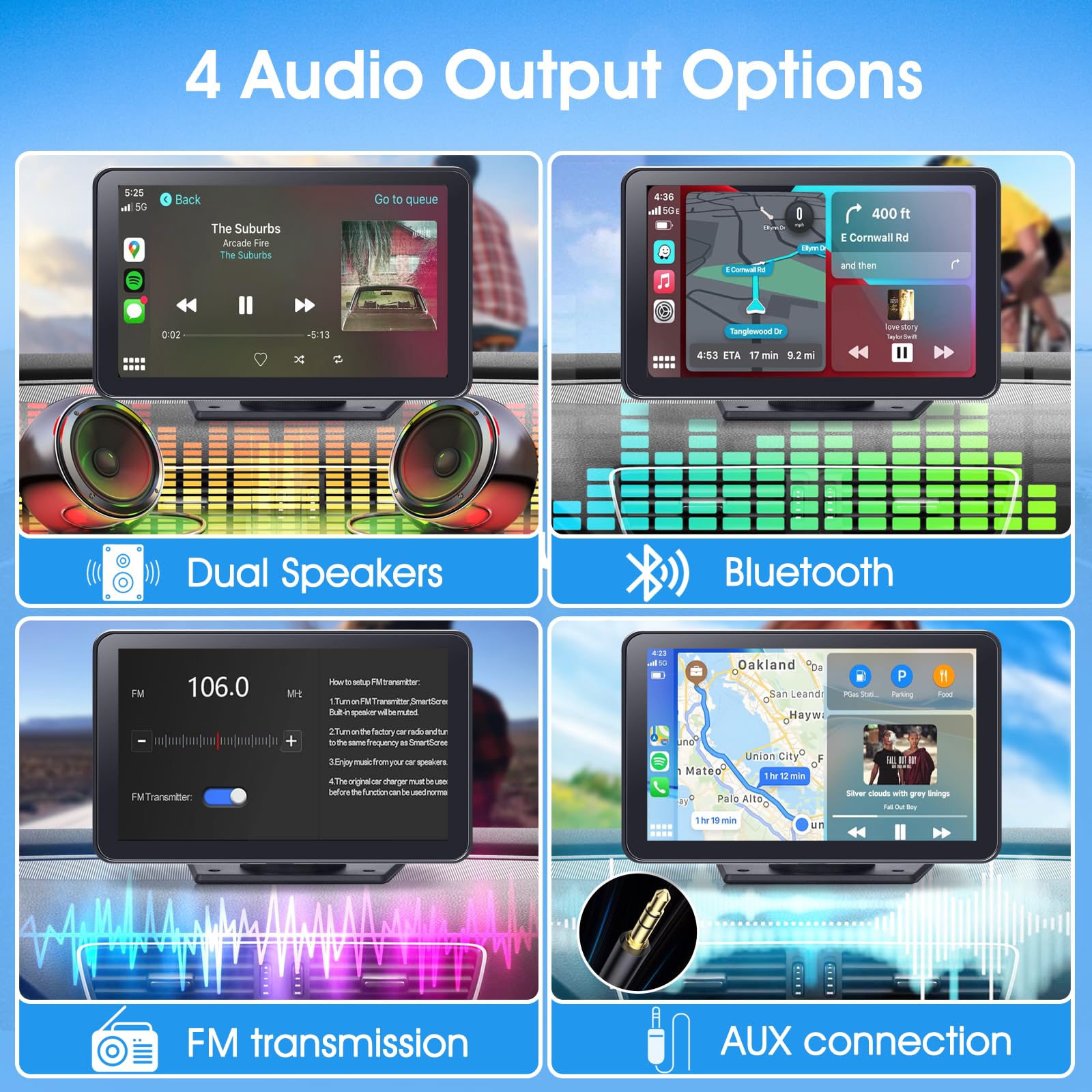 Quelthorix Portable Wireless Carplay Car Stereo