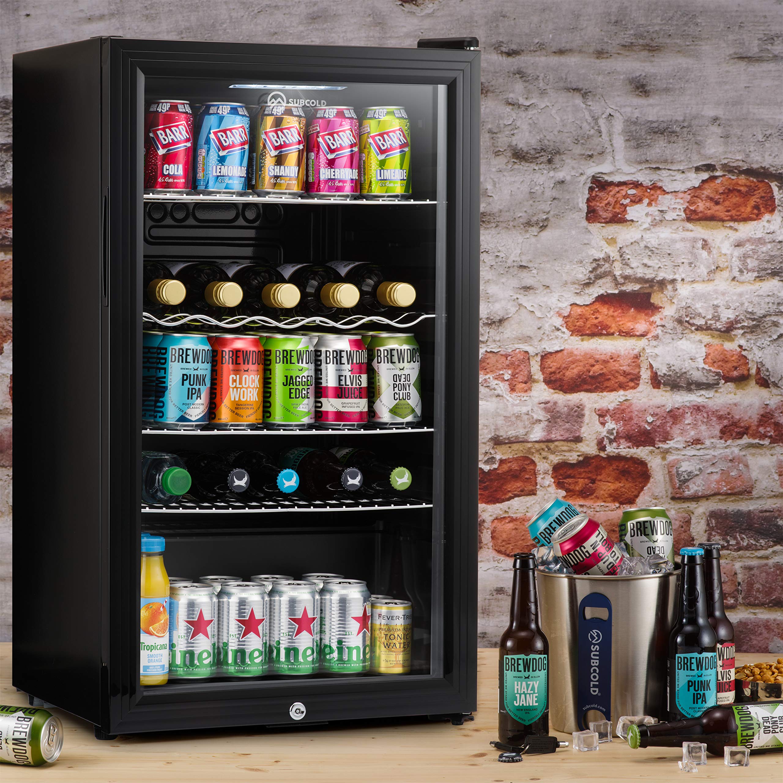 Subcold Super85 LED - Under-Counter Fridge | 85L Beer, Wine & Drinks Fridge | LED Light + Lock and Key | Energy Efficient (Black, 85L)…